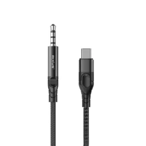 Rixus RXMU35C 3.5mm AUX To USB-C Braided Audio Cable 120 CM Black - Image 2