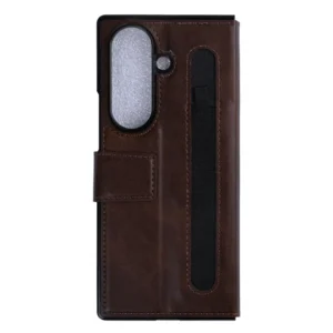 Rixus Wallet Case With Pen Holder For Samsung Galaxy Z Fold 7 Brown - Image 2