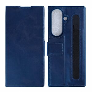 Rixus Wallet Case With Pen Holder For Samsung Galaxy Z Fold 7 Blue - Image 3