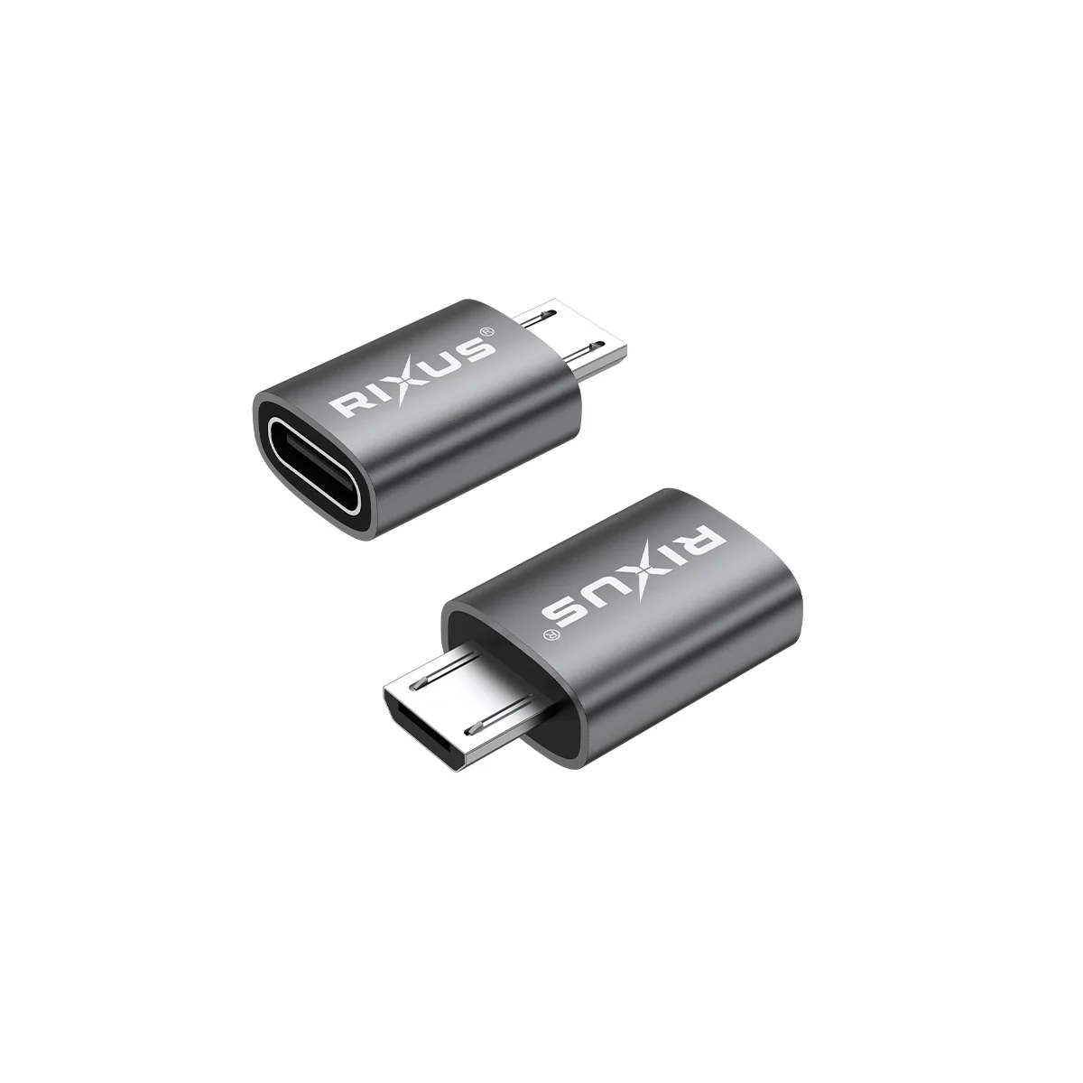 Rixus RXOTG05 Micro To USB-C OTG Adapter Space Gray (2-Pack)