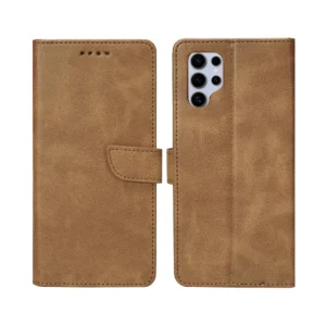 Rixus Bookcase For Samsung Galaxy S25 Ultra S938B Light Brown - Image 3