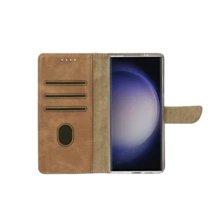 Rixus Bookcase For Samsung Galaxy S25 Ultra S938B Light Brown - Image 5