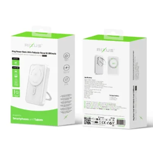 Rixus RXPB71A MagSafe Powerbank 10.000mAh With Foldable Stand White - Image 4