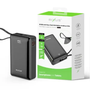 Rixus RXPB02B Digital Display Powerbank 20.000mAh With USB-C Cable Built-in Black - Image 5