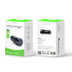 Rixus RXCC12 USB-C PD+QC3.0 Car Charger 38W Black - Image 4