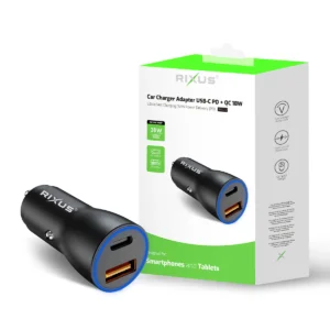 Rixus RXCC12 USB-C PD+QC3.0 Car Charger 38W Black - Image 5