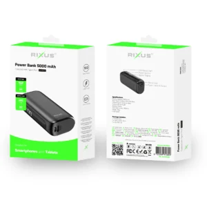 Rixus RXPB23 Compact Powerbank Digital Display 5000mAh Black - Image 5