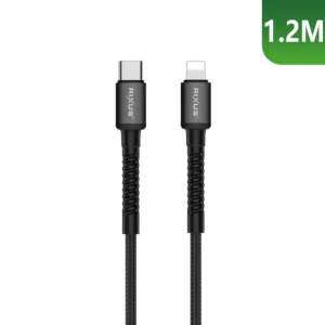 Rixus RXU71CA Nylon Braided USB-C To Lightning Cable 1.2m Black - Image 1