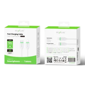 Rixus RXUC18L Fast Charging USB-C To Lightning Cable White - Image 4