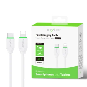 Rixus RXUC18L Fast Charging USB-C To Lightning Cable White - Image 5