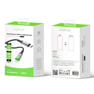 Rixus RXUC22L Auto Disconnect USB-C To Lightning Cable Black - Image 2