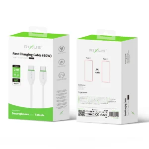 Rixus RX2016 Data Sync And Fast Charge Cable USB-C to USB-C 2m - Image 2