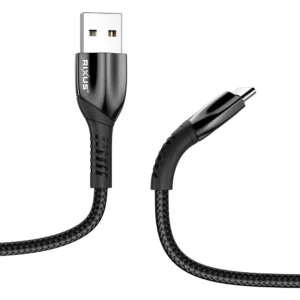 Rixus RXUC38AC Charging Cable USB-A To USB-C Braided Nylon 2m Black - Image 4
