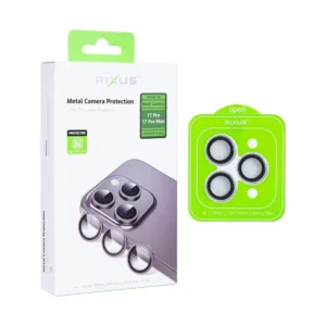 Rixus Metal Shield Camera Tempered Glass For Apple iPhone 17 Pro, 17 Pro Max Silver - Image 1