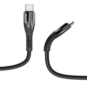 Rixus RXUC39C Fast Charging Cable USB-C To USB-C Braided Nylon 3m Black - Image 3